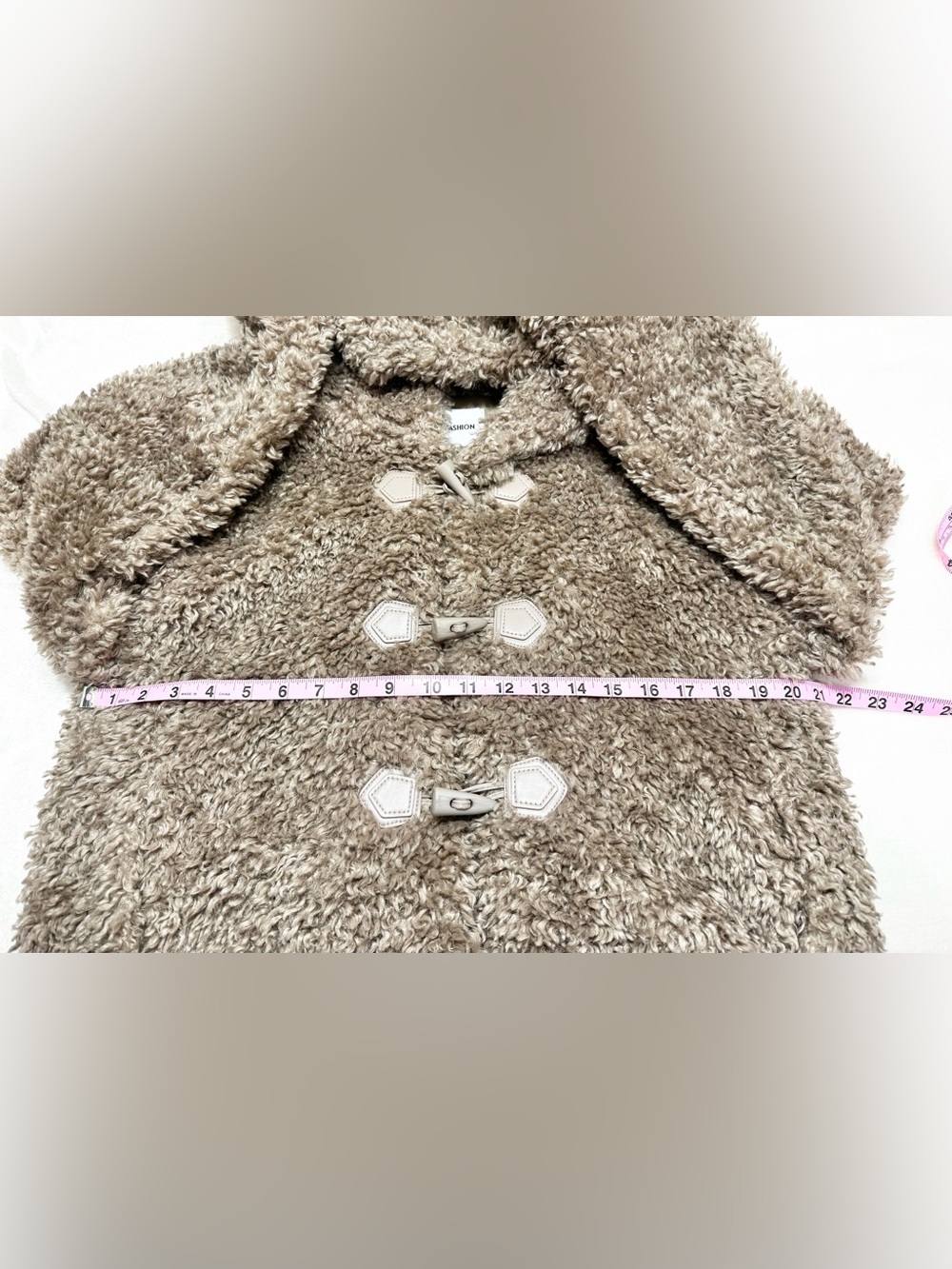 Galita Cozy Khaki Teddy Toggle Jacket with Hood Size Small - Picture 9 of 14